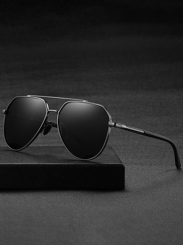 Polarisierte Herrensonnenbrille, runde Form, eleganter Metallrahmen, ideal für Modebewusste mit UV-Schutz.
