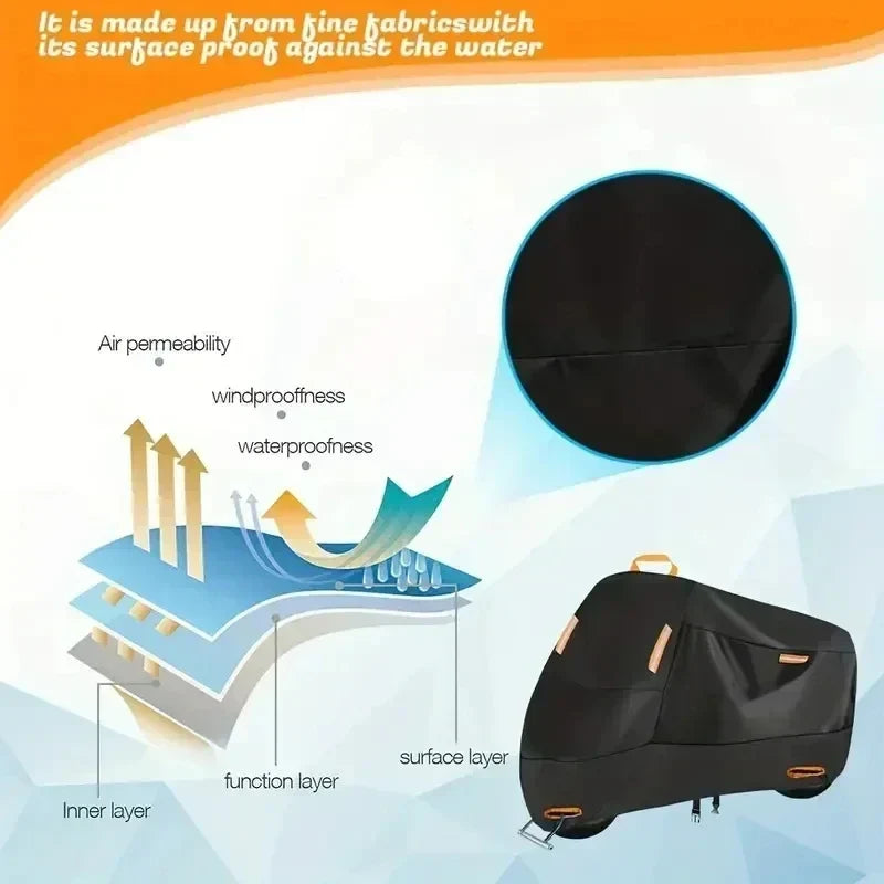 Motorrad Abdeckplane wasserdicht & UV-beständig, robuster Wetterschutz für Scooter und Motorrad Outdoor.