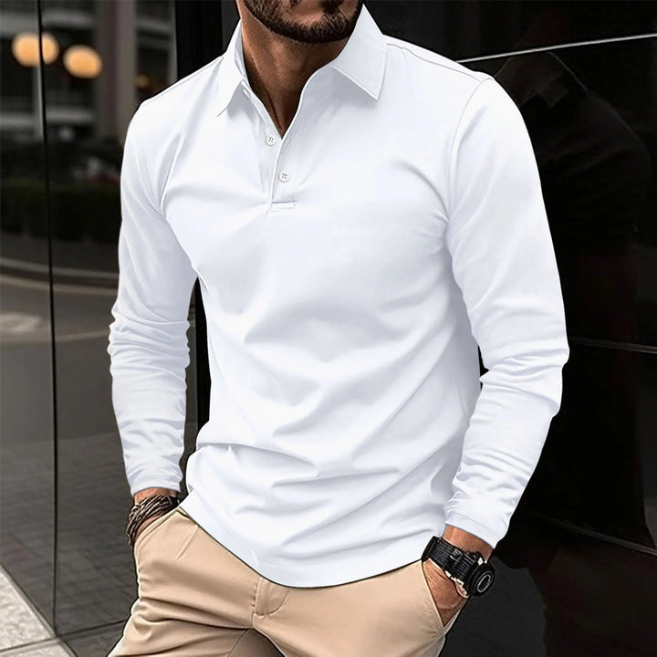 Herren Langarm-Polohemd in elegantem Stil, perfekt für Business Casual & Freizeit. Bequeme Passform.