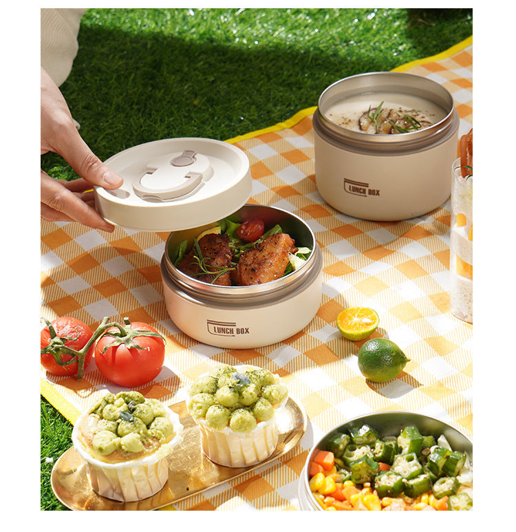 Unisex isolierte Bento Lunchbox aus Edelstahl für warme Mahlzeiten unterwegs, Büro & Picknick.