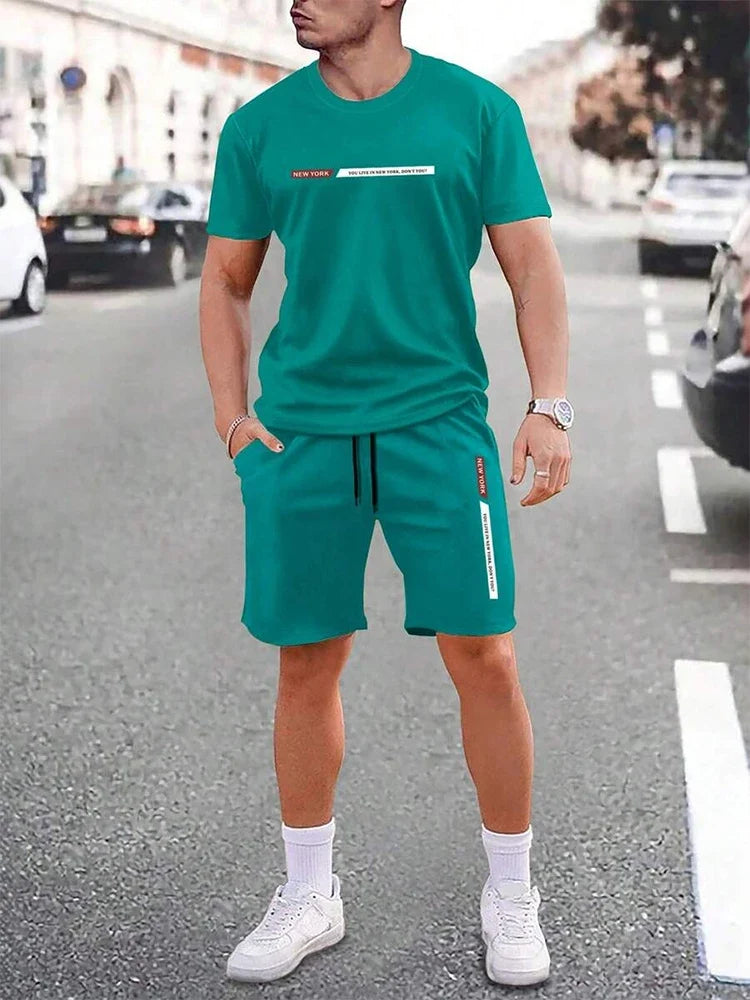 Herren Freizeitanzug: Kurzarm T-Shirt & Shorts Set für den Sommer, bequem & lässig, ideal für Alltag.