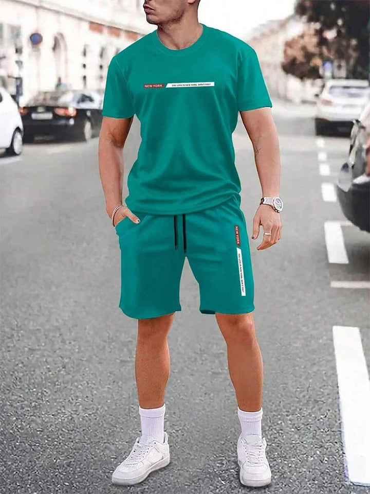 Herren Freizeitanzug: Kurzarm T-Shirt & Shorts Set für den Sommer, bequem & lässig, ideal für Alltag.