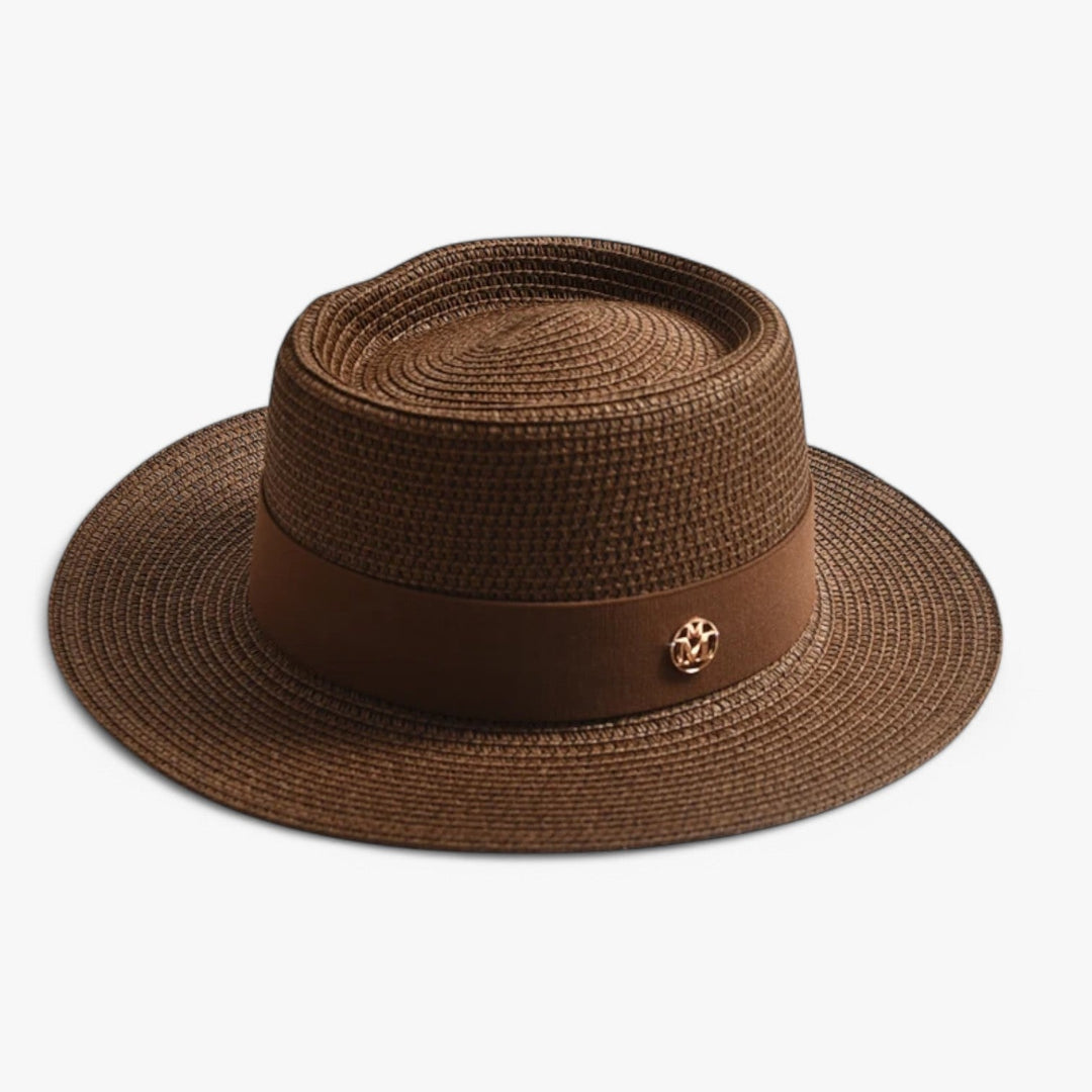 Eleganter Damenhut "Clara" mit breiter Krempe, leichter UV-Schutz für sonnige Urlaube.