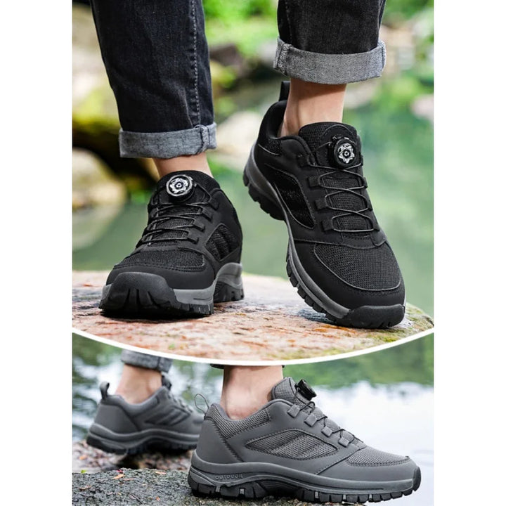 Robuste Herren Outdoorschuhe mit rutschfester Sohle und Drehverschluss. Perfekt für Wandern & Trekking.