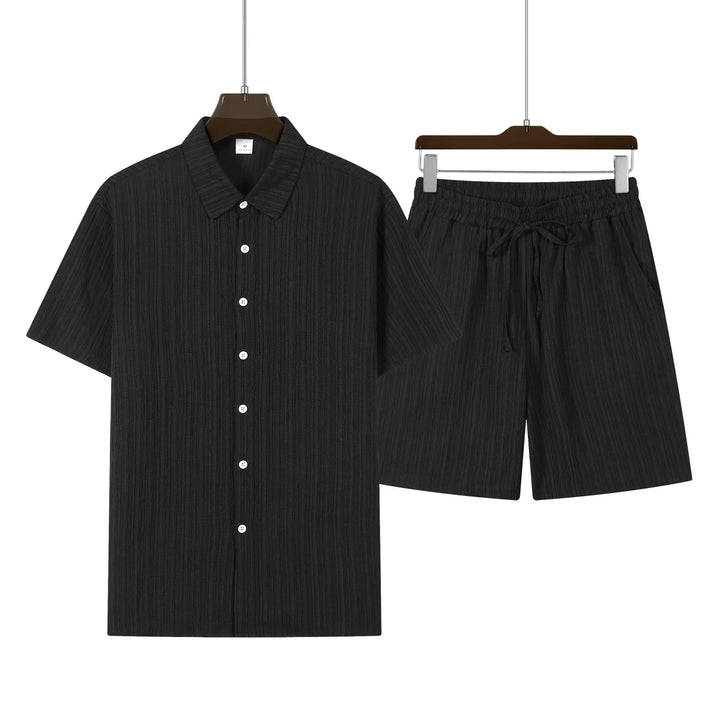Herren Sommer Hemd-Shorts Set, bequemer Zweiteiler für Freizeit, Urlaub, Strand & entspannte Passform.