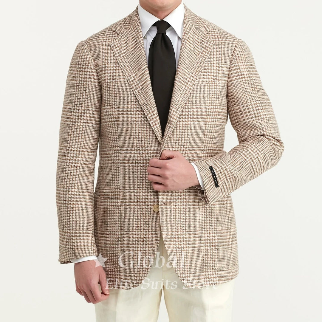 Eleganter Herren Sakko mit Karomuster, hochwertig verarbeitet, ideal für Business Looks.
