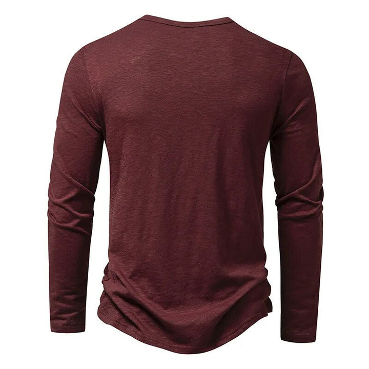 Basic Herren Slim-Fit Langarm Henley Shirt, unverzichtbar für die Herrengarderobe.
