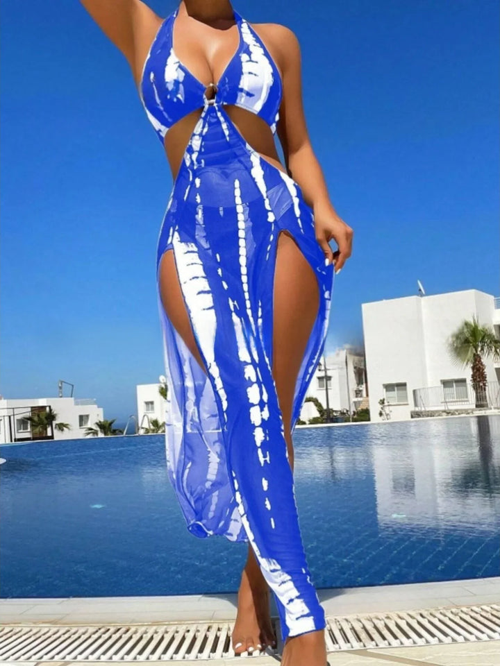 Damen Badekleid mit eleganten Cut-Outs, Neckholder & Brustpolster. Stylisches Sommerkleid.