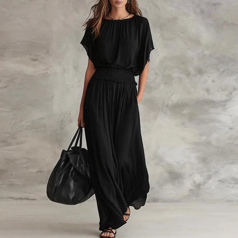 Vielseitiges Damen Maxikleid, schickes Sommerkleid mit geraffter Taille, ein modisches Highlight für jede Garderobe.