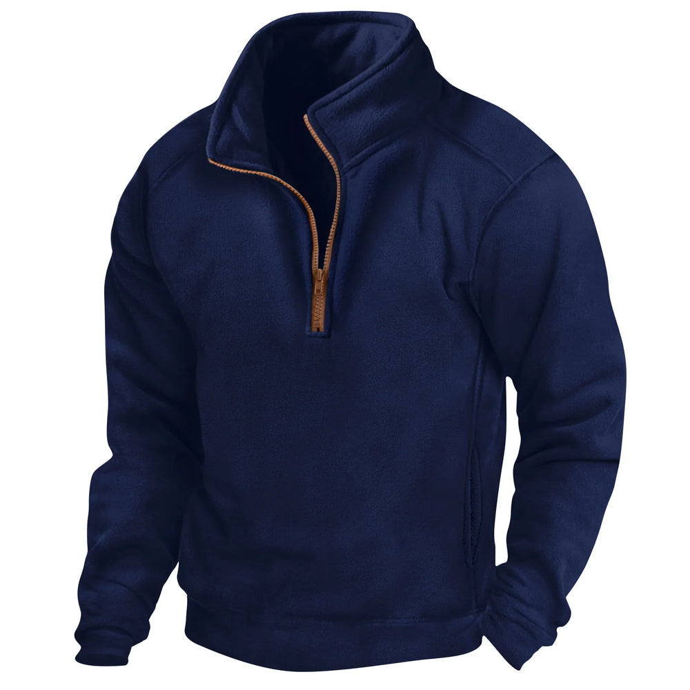 Weicher Fleece-Hoodie Unisex mit Stehkragen & Halb-Reißverschluss, perfekt für Outdoor-Aktivitäten.