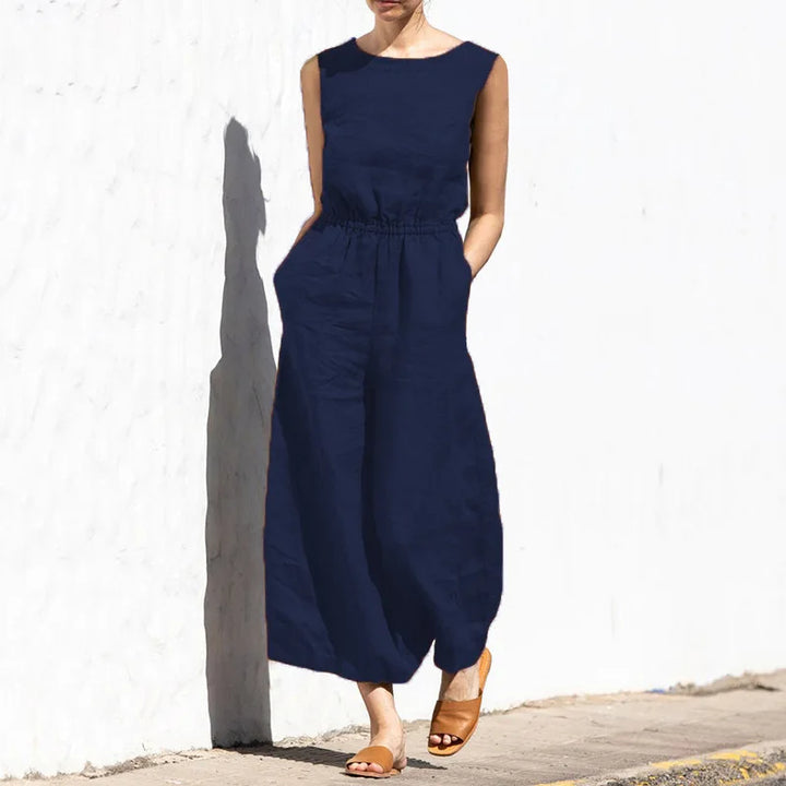 Ärmelloser Damen Overall Einteiler, elegant und bequem, ein stilvolles Sommeroutfit für Damen Mode.