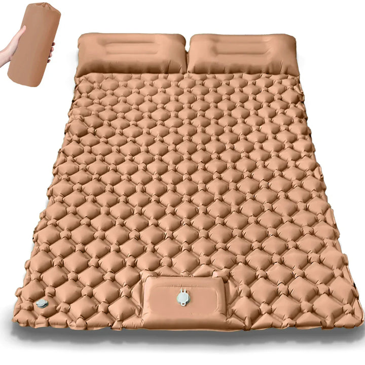 Ergonomische, aufblasbare Doppel-Campingmatte Kieran, extra breit, mit hohem Schlafkomfort für Outdoor-Reisen.