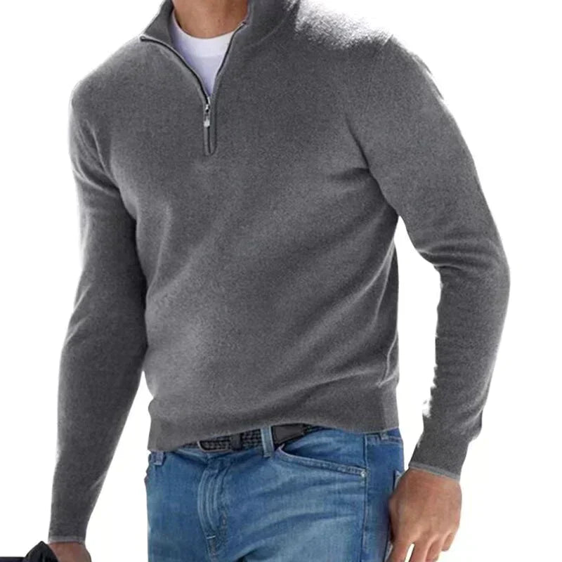 Herren Strickpullover mit Reißverschluss, modern und bequem für jeden Anlass.