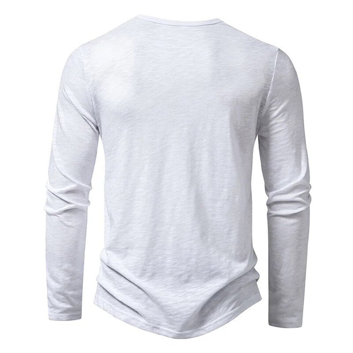 Herren Henley Langarmshirt, Slim-Fit, ideal für entspannte Freizeit-Outfits.