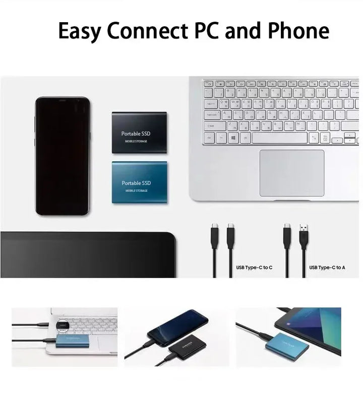 Kompakte, ultraschnelle 128TB externe USB-C SSD für zuverlässige digitale Speicherung und Datensicherung.