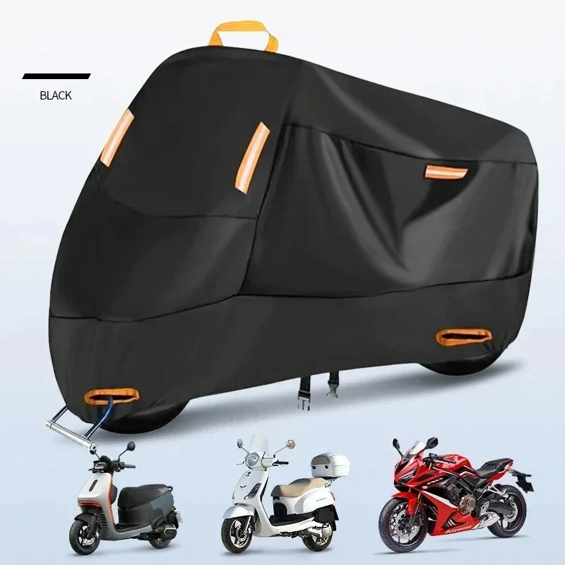 Motorrad Abdeckplane aus robustem, UV-beständigem Polyester für optimalen Wetterschutz & Staubschutz von Bike & Scooter.