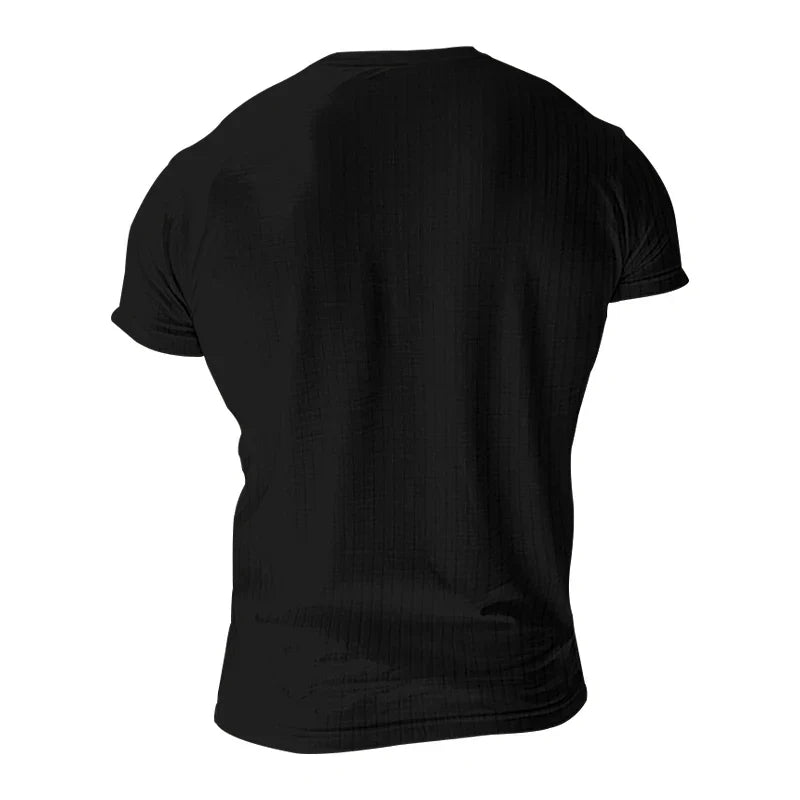 Modernes Herren Henley Kurzarm-T-Shirt, vielseitig für Männer, mit stilvollem Strukturmuster.