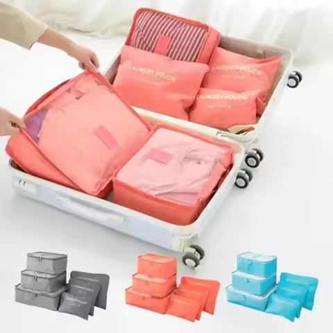 Systematische Gepäck-Organisation: 6-teilige Reise Organizer für alle Koffergrößen aus Polyester.