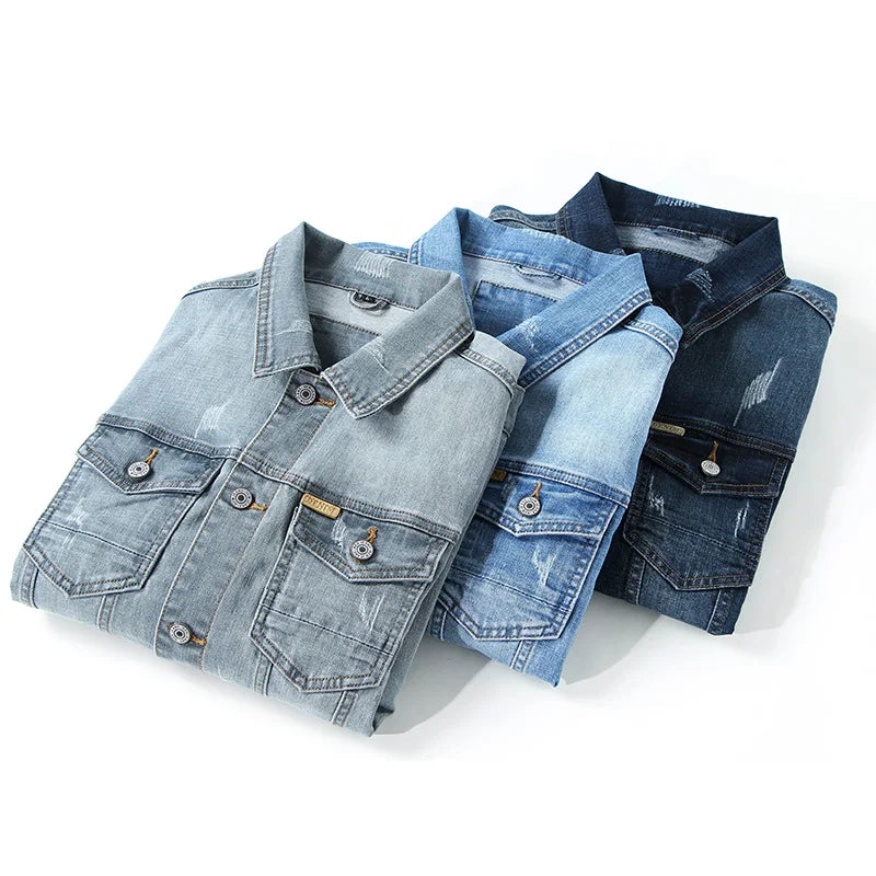 Herren klassische Jeansjacke aus robustem Denim, perfekt für lässige Alltagslooks und ganzjährigen Stil.