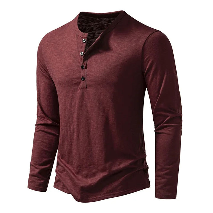 Herren Slim-Fit Langarm Henley Shirt in moderner Passform für Freizeit & Komfort.
