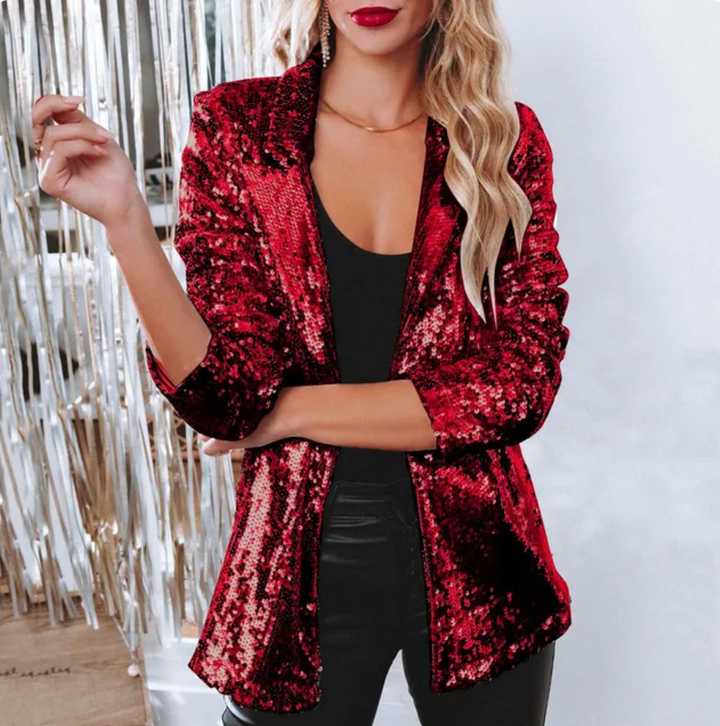 Figurbetonter Damen Pailletten Blazer, glitzernd & modern, für einen unvergesslichen Auftritt.