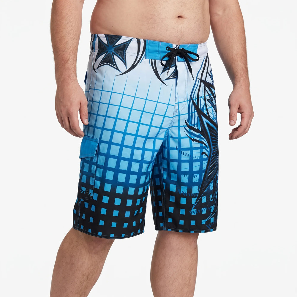 Stylische Herren Boardshorts mit Palmenmuster, schnelltrocknend für Schwimmshorts & Freizeit im Urlaub.