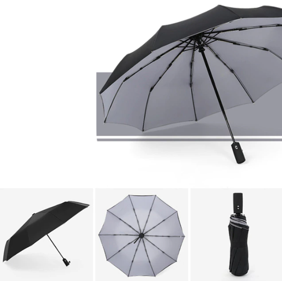 Robuster Sturmschirm, winddicht mit verstärktem Gestell, maximaler Schutz bei jedem Wetter.