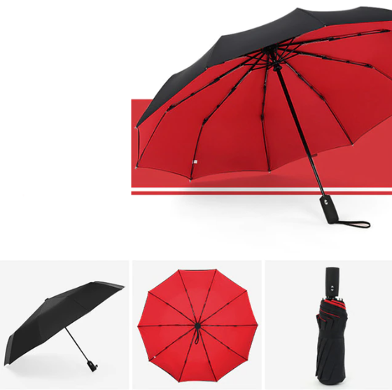 Automatischer Regenschirm, winddicht, schwarz, mit UV-Schutz, ideal für Pendler und Reisende.