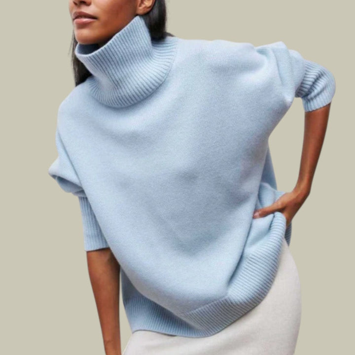 Moderner Damen Rollkragenpullover, locker geschnitten, bietet Komfort und Stil für jeden Tag.