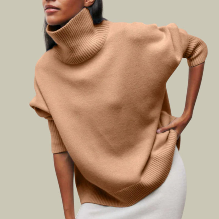 Trendiger Damen Freizeit-Pullover mit Rollkragen, bequem & elegant, ideal für kühle Übergangszeiten.