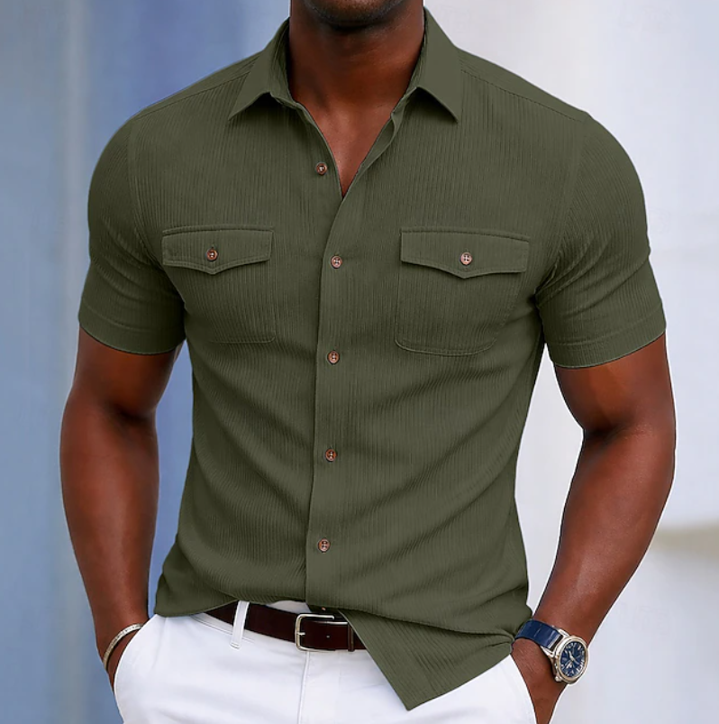 Modernes Herren Langarmshirt mit Ripp-Struktur, Slim Fit Passform für einen stilvollen Look.