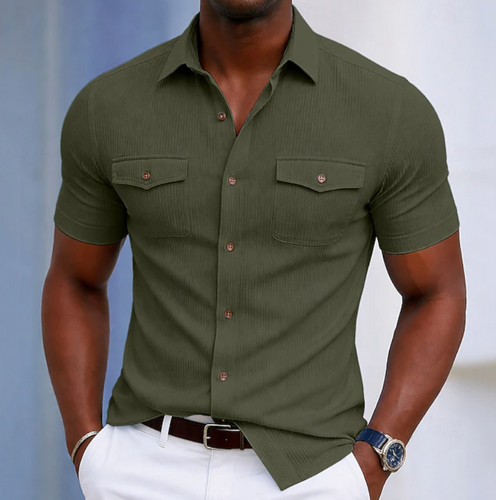 Modernes Herren Langarmshirt mit Ripp-Struktur, Slim Fit Passform für einen stilvollen Look.