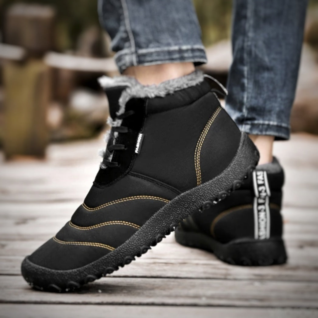 Komfortable Unisex Barfuß-Winterschuhe. Warme, rutschfeste Stiefel mit natürlichem Laufgefühl für kalte Tage.