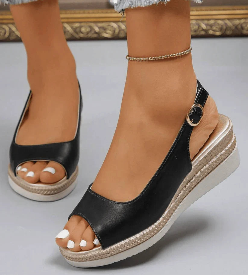 Moderne Damen Espadrille Slingback Sandalen mit Keilabsatz, perfekt für Freizeit und elegante Sommer-Looks.