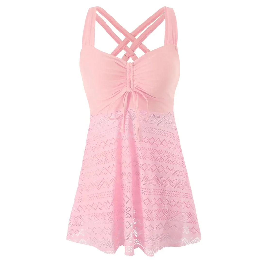 Femininer Damen Badeanzug mit Spitzenrock, der eine schöne Silhouette formt, Übergrößen verfügbar.