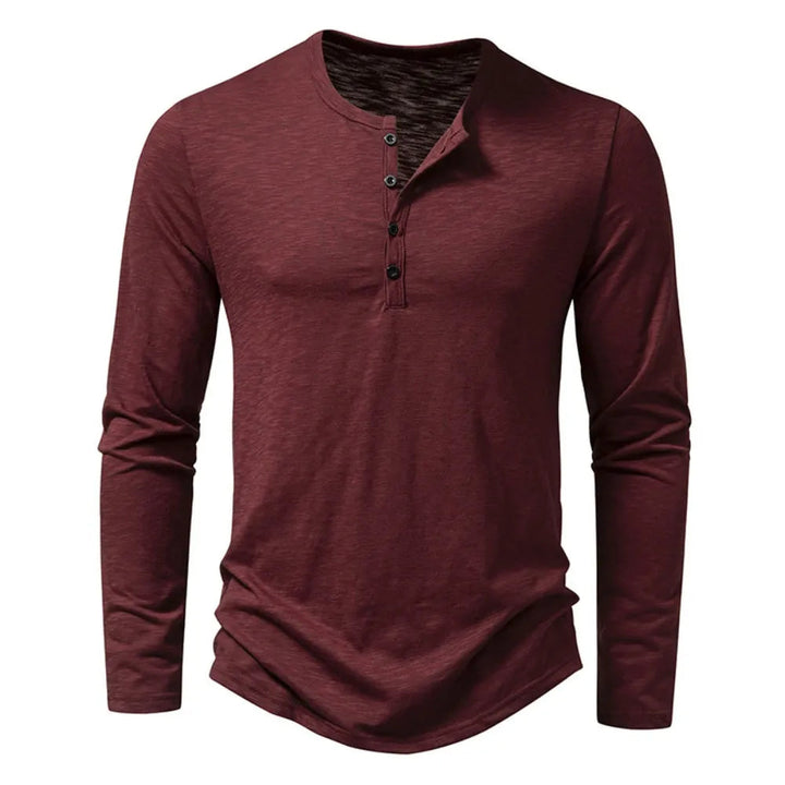 Moderner Herren Slim-Fit Henley Langarmshirt, perfekt für lässige Eleganz.