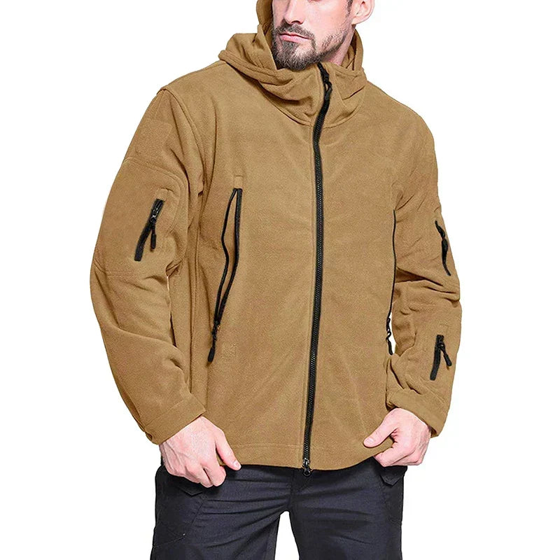 Herren Taktische Winterjacke für Outdoor mit Kapuze, wasserabweisend, optimaler Kälteschutz.