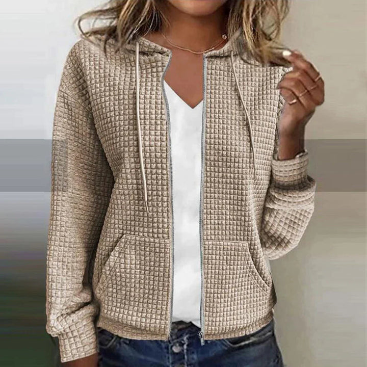 Bequemer Damen Langarm-Hoodie mit Reißverschluss & Kapuze. Perfekt für legere Freizeit-Outfits & Damenbekleidung.