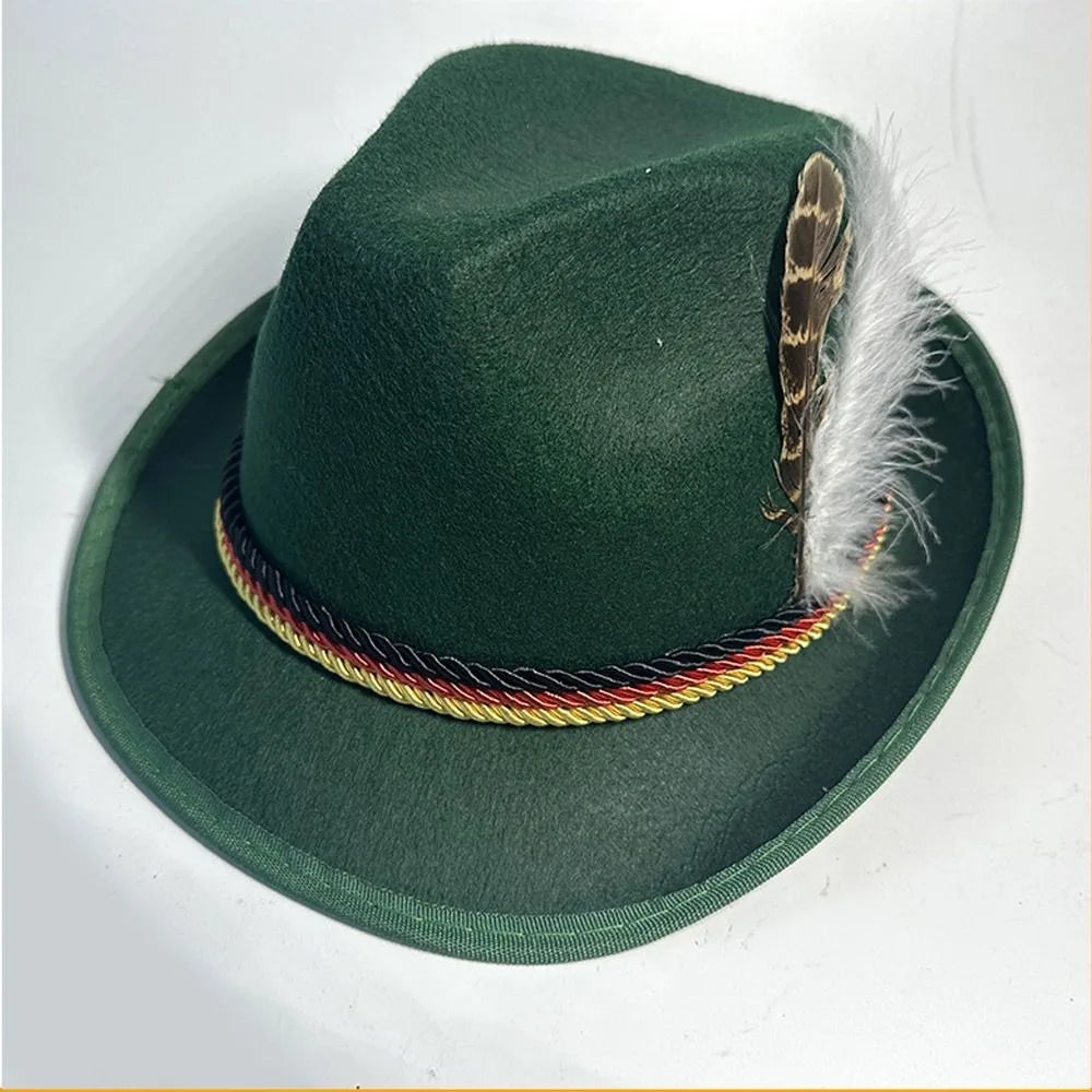 Klassischer Oktoberfest Herrenhut Fedora mit Kordelband, traditionelles Wiesn Accessoire.