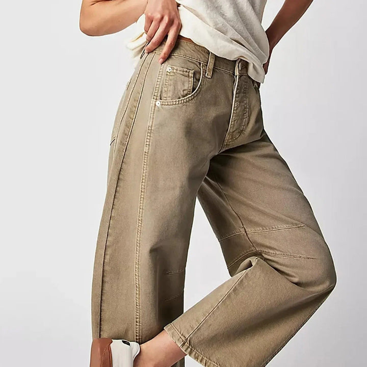 Elegante Damen Wide Leg Jeans, betont Komfort und einen entspannten, doch stilvollen Look.