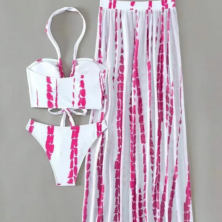 Eleganter Damen Cross Dress Bikini Badeanzug, Einteiler mit fließendem Design für Sommer & Strandmode.