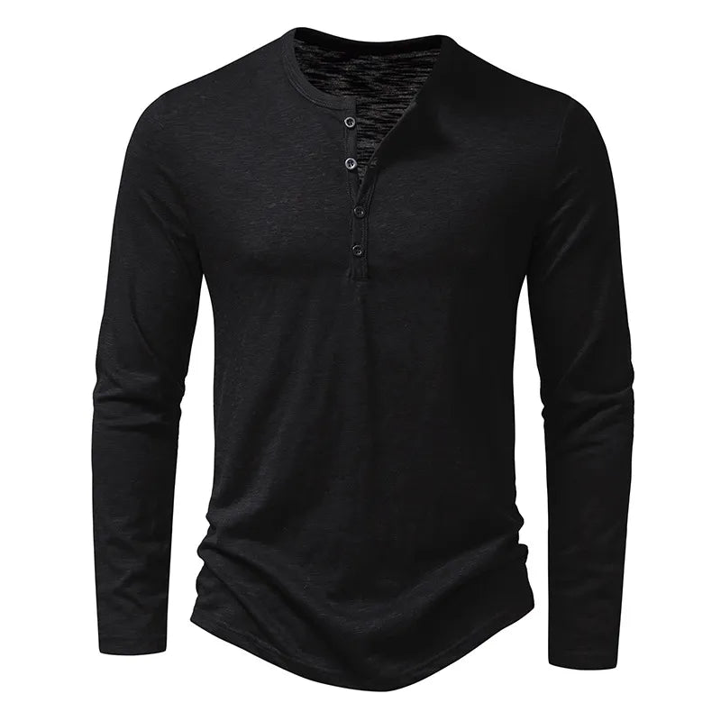 Vielseitiges Herren Langarmshirt im Henley-Stil, Slim-Fit, zum Kombinieren.