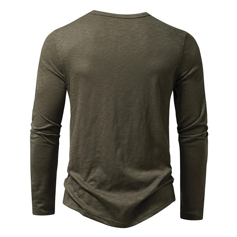 Hochwertiges Herren Langarmshirt, Henley-Design, Slim-Fit, elegant & komfortabel.