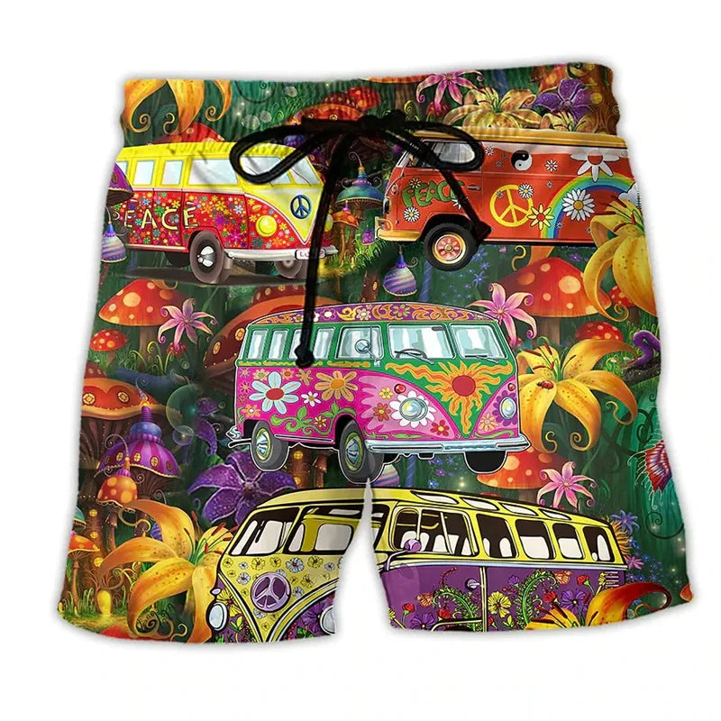 Herren Badehose mit buntem Graffiti-Muster. Trendige Schwimmhose für Strand & Pool, schnelltrocknend.