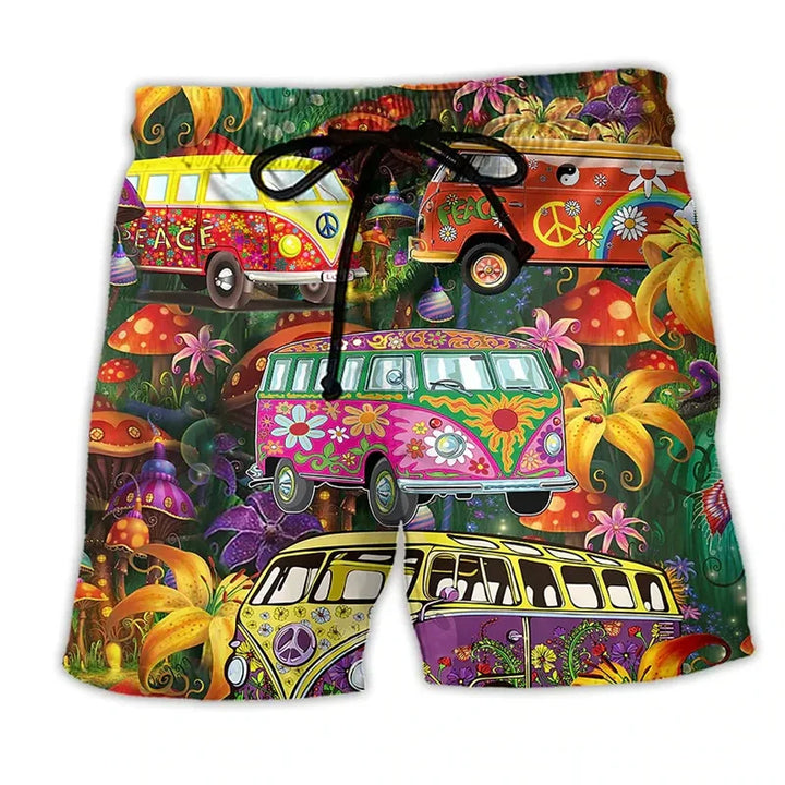Herren Badehose mit buntem Graffiti-Muster. Trendige Schwimmhose für Strand & Pool, schnelltrocknend.