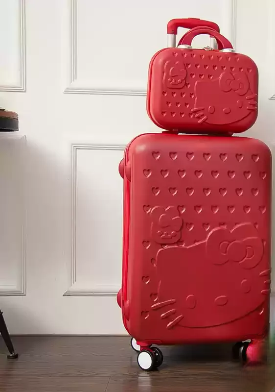 Elegantes Damenkofferset mit Katzenmotiv, leichtgewichtig und aus ABS-Hartschale. Optimiert für einfaches Reisen.