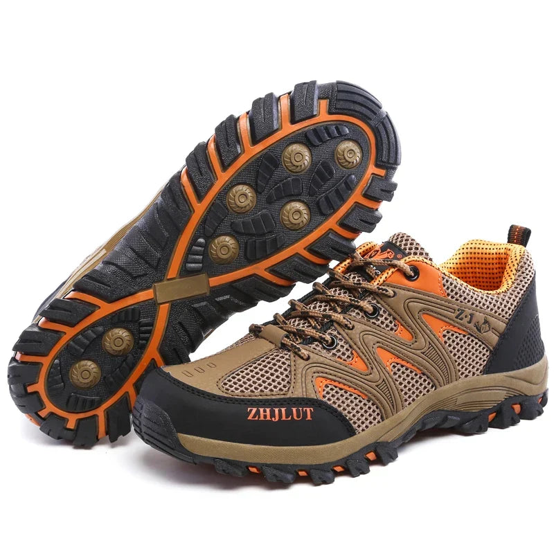 Detailansicht der strapazierfähigen Schnürung rosa-weißer Damen Wanderschuhe für sicheren Sitz.
