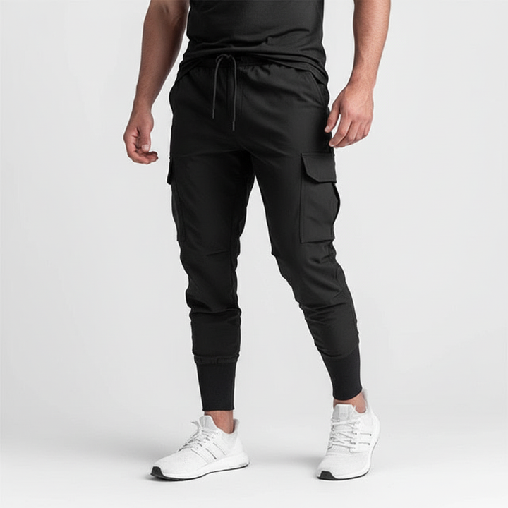 Modische Herren Stretch-Joggerhose in Dunkelblau, ideal für den urbanen Lifestyle & sportliche Aktivitäten.