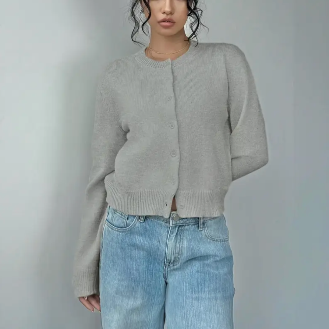Damen Cardigan, taillenkurz geschnitten. Perfekte Ergänzung für elegante Frühlings-Looks.