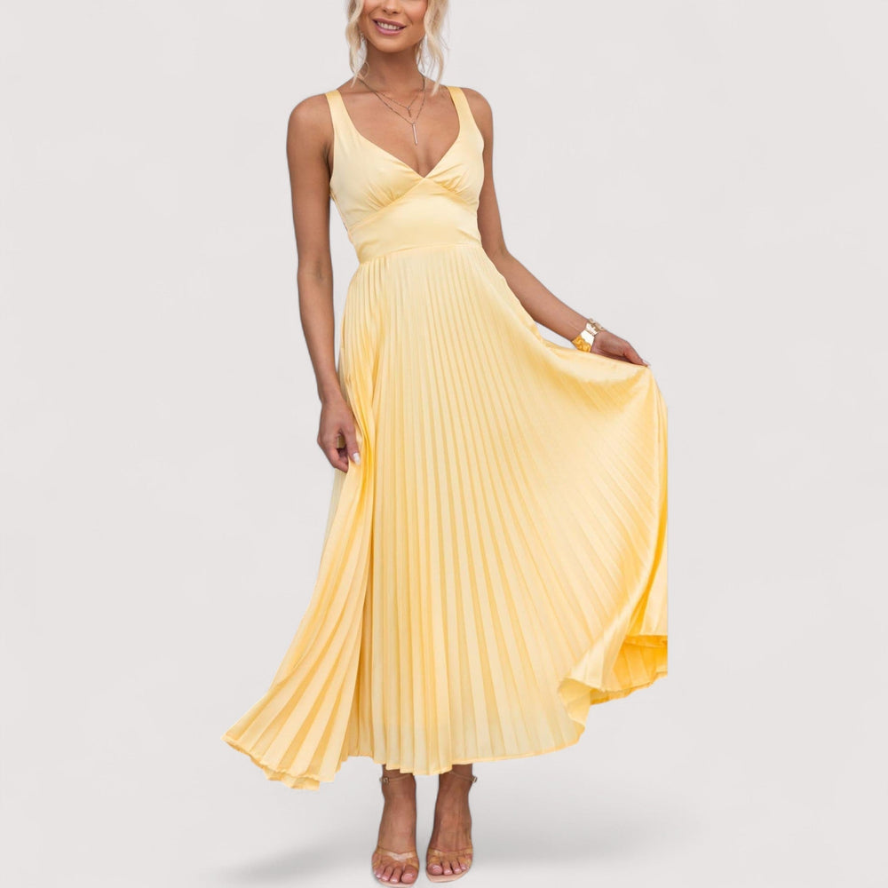 Fließendes Sommer-Partykleid für Damen, V-Ausschnitt, elegant figurbetont, ideal für heiße Tage & Feiern.